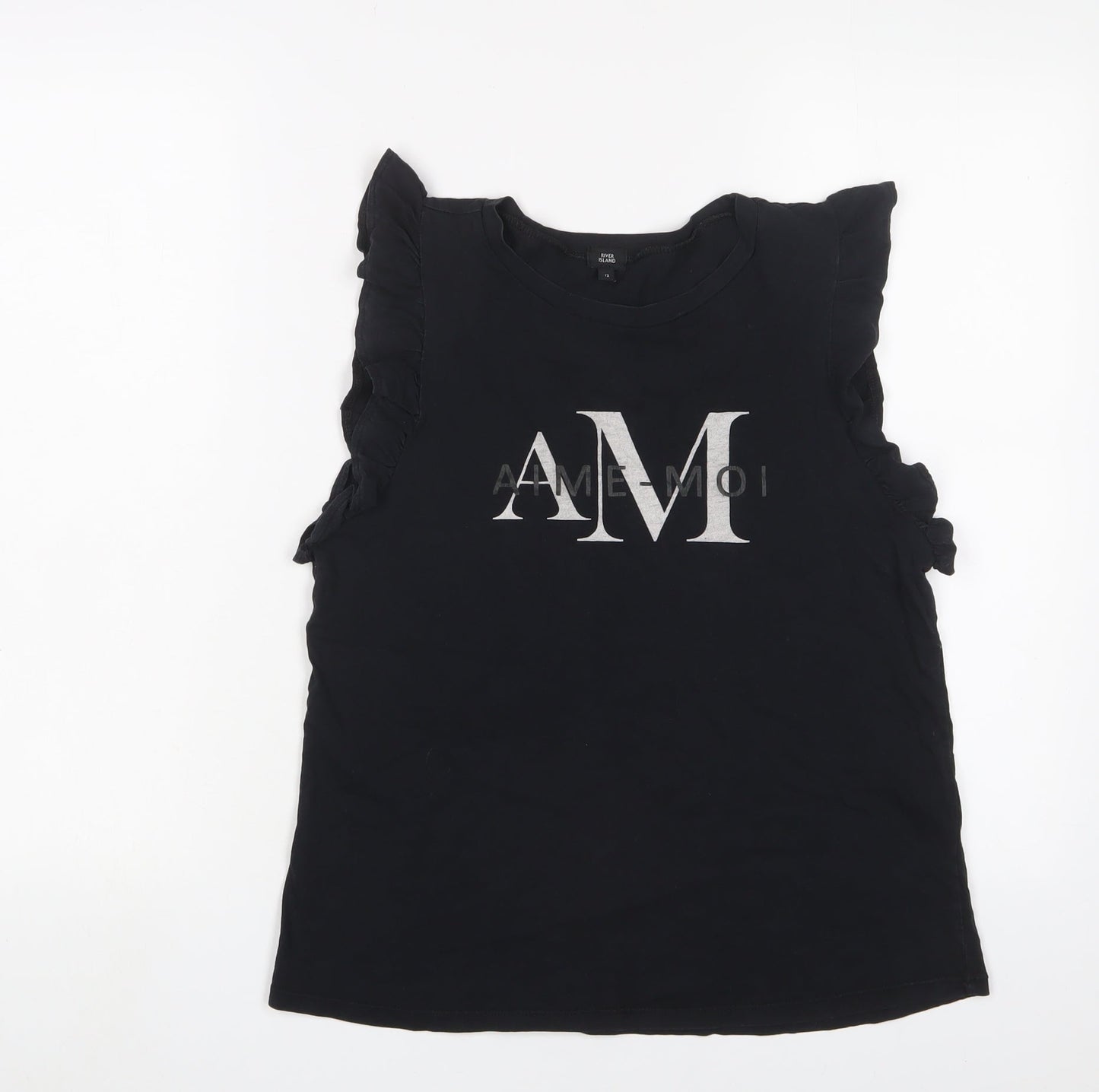 Womens UK Size 12 River Island Black Basic Tank