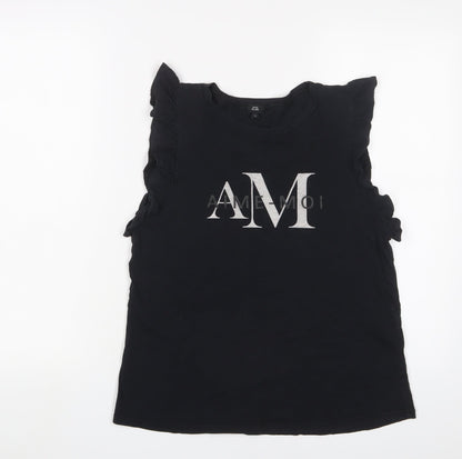 Womens UK Size 12 River Island Black Basic Tank