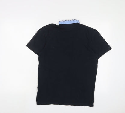 Zara Mens Blue Cotton T-Shirt Size S Henley
