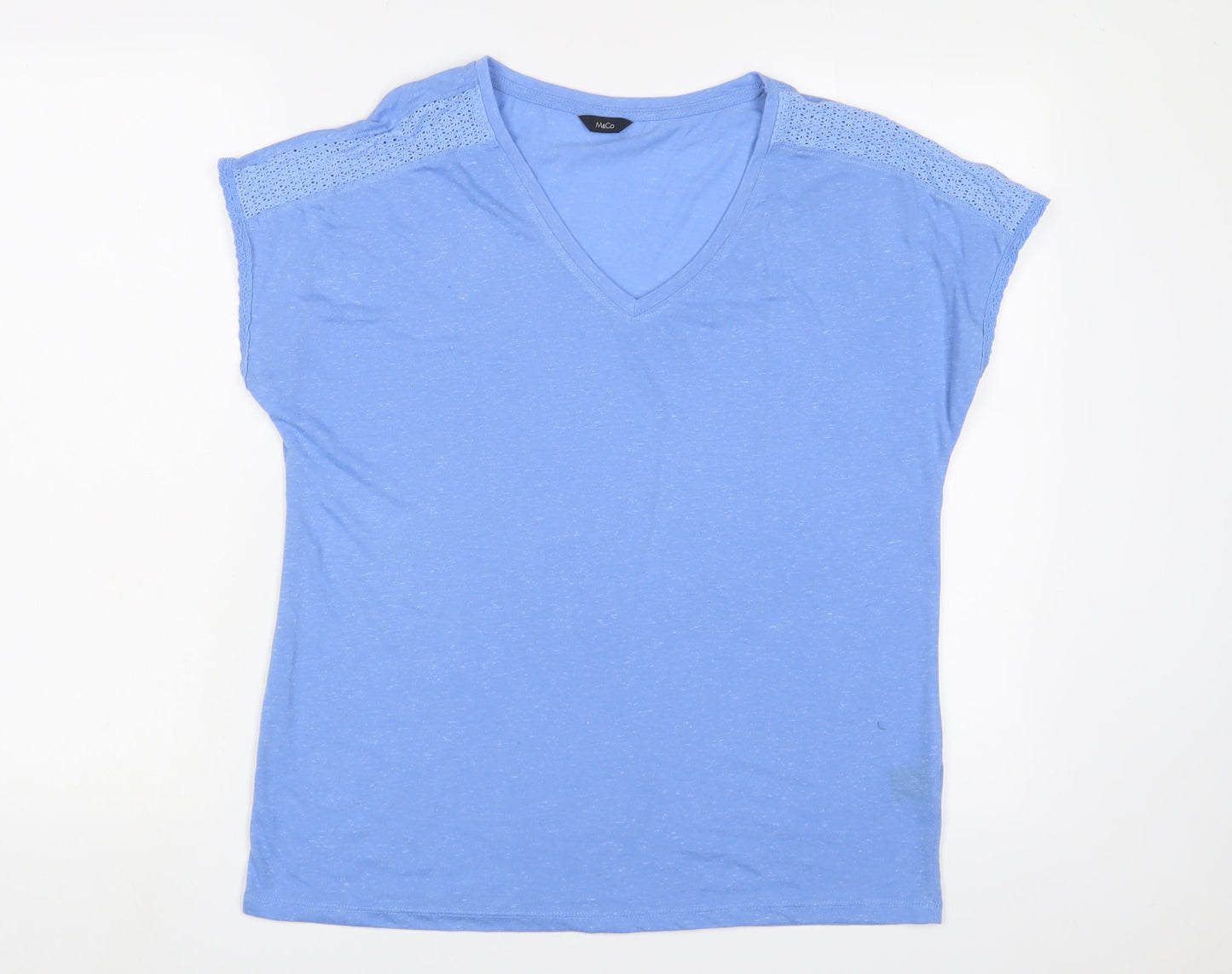 Womens UK Size 14 M&Co Blue Basic T-Shirt