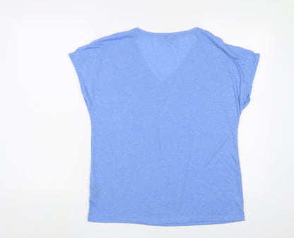 Womens UK Size 14 M&Co Blue Basic T-Shirt