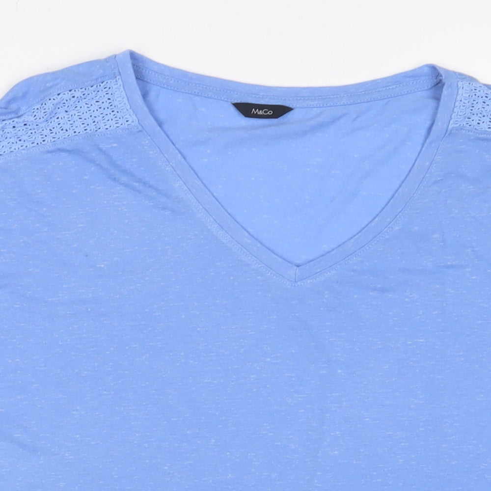 Womens UK Size 14 M&Co Blue Basic T-Shirt