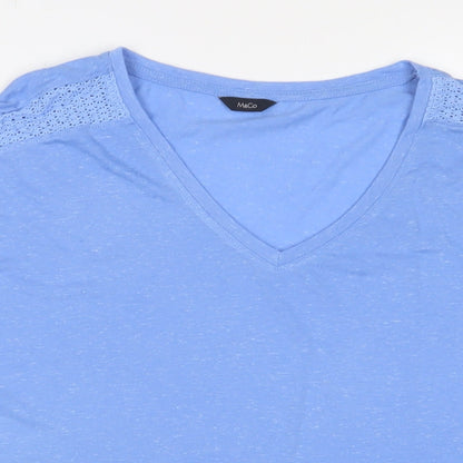 Womens UK Size 14 M&Co Blue Basic T-Shirt
