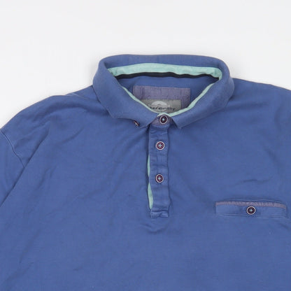 Peter Gribby Mens Blue Cotton Polo Size L Collared Button