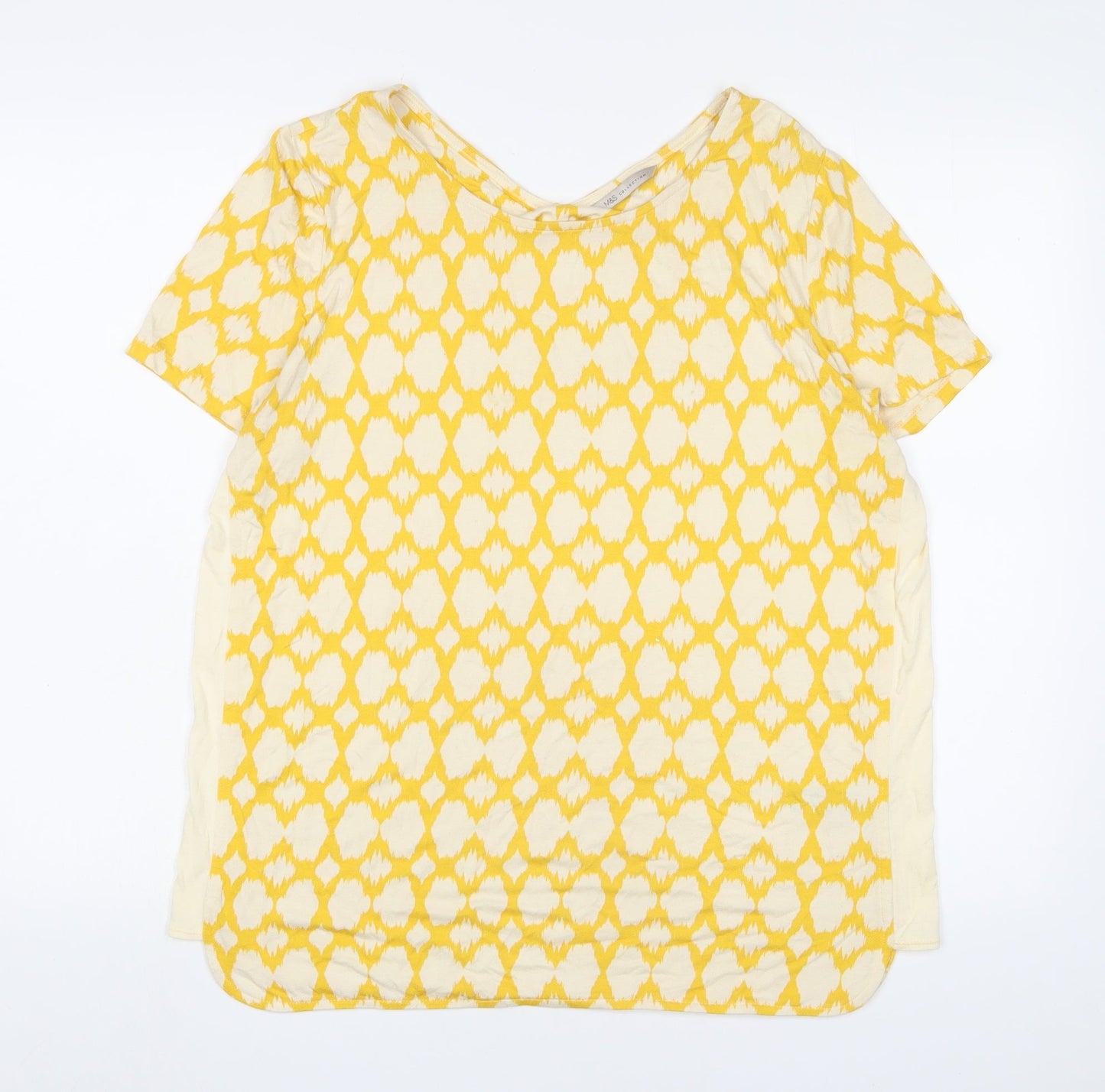 Womens UK Size 14 Marks and Spencer Yellow Basic T-Shirt