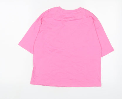 Marks and Spencer Girls Pink Cotton Basic T-Shirt Size 12-13 Years Crew Neck Pullover - Bondi Beach
