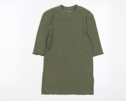 Womens UK Size XS Selected Femme Green Basic T-Shirt