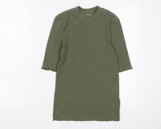 Womens UK Size XS Selected Femme Green Basic T-Shirt