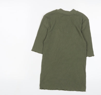 Womens UK Size XS Selected Femme Green Basic T-Shirt