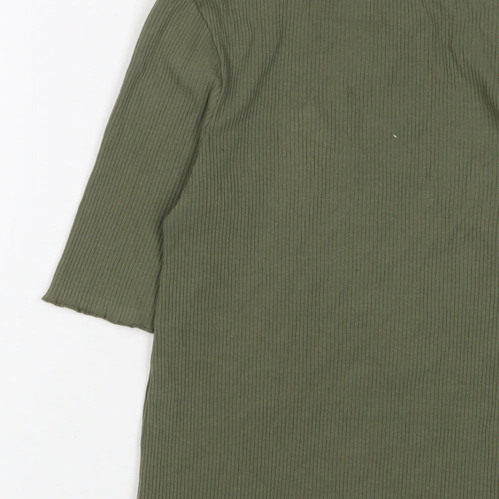 Womens UK Size XS Selected Femme Green Basic T-Shirt
