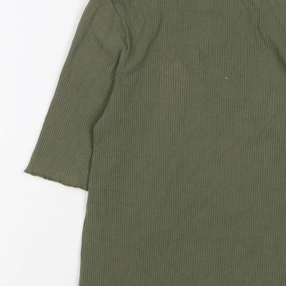 Womens UK Size XS Selected Femme Green Basic T-Shirt