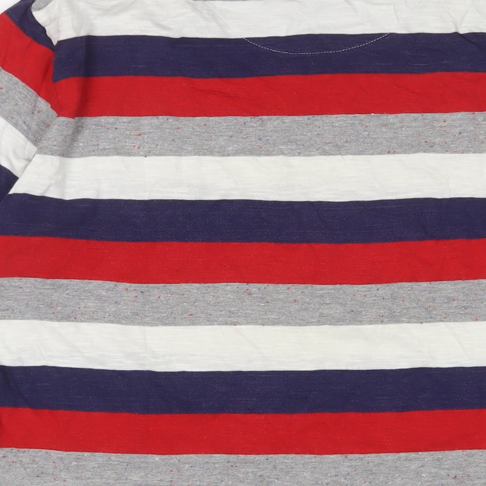 Shore Leave Mens Multicoloured Striped Cotton T-Shirt Size L Crew Neck