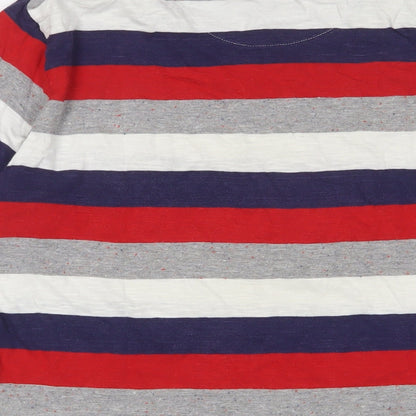 Shore Leave Mens Multicoloured Striped Cotton T-Shirt Size L Crew Neck