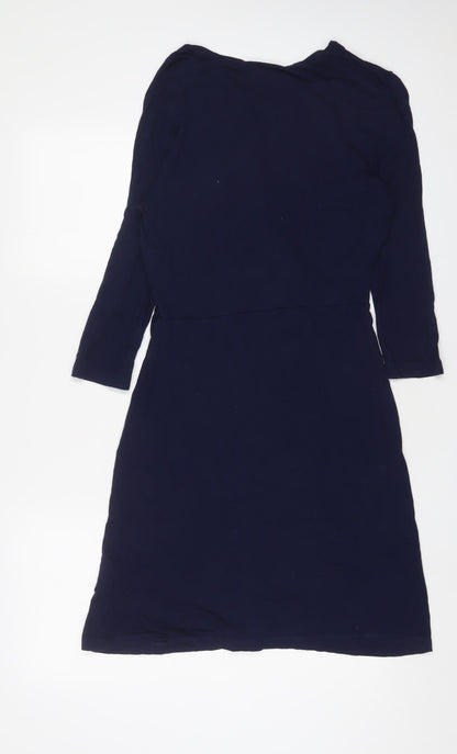 Warehouse Womens Blue Viscose A-Line Size 12 V-Neck Pullover
