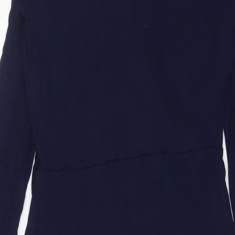 Warehouse Womens Blue Viscose A-Line Size 12 V-Neck Pullover