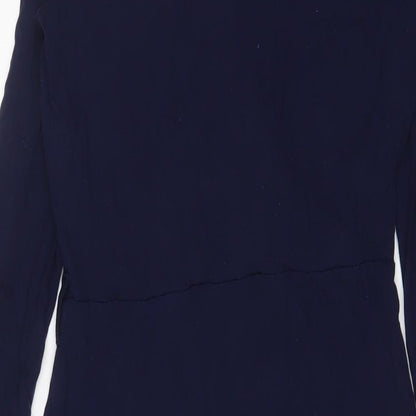 Warehouse Womens Blue Viscose A-Line Size 12 V-Neck Pullover