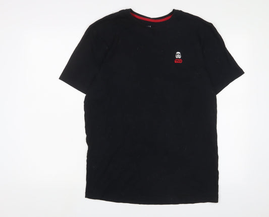 Marks and Spencer Mens Black Cotton T-Shirt Size M Crew Neck - Star wars