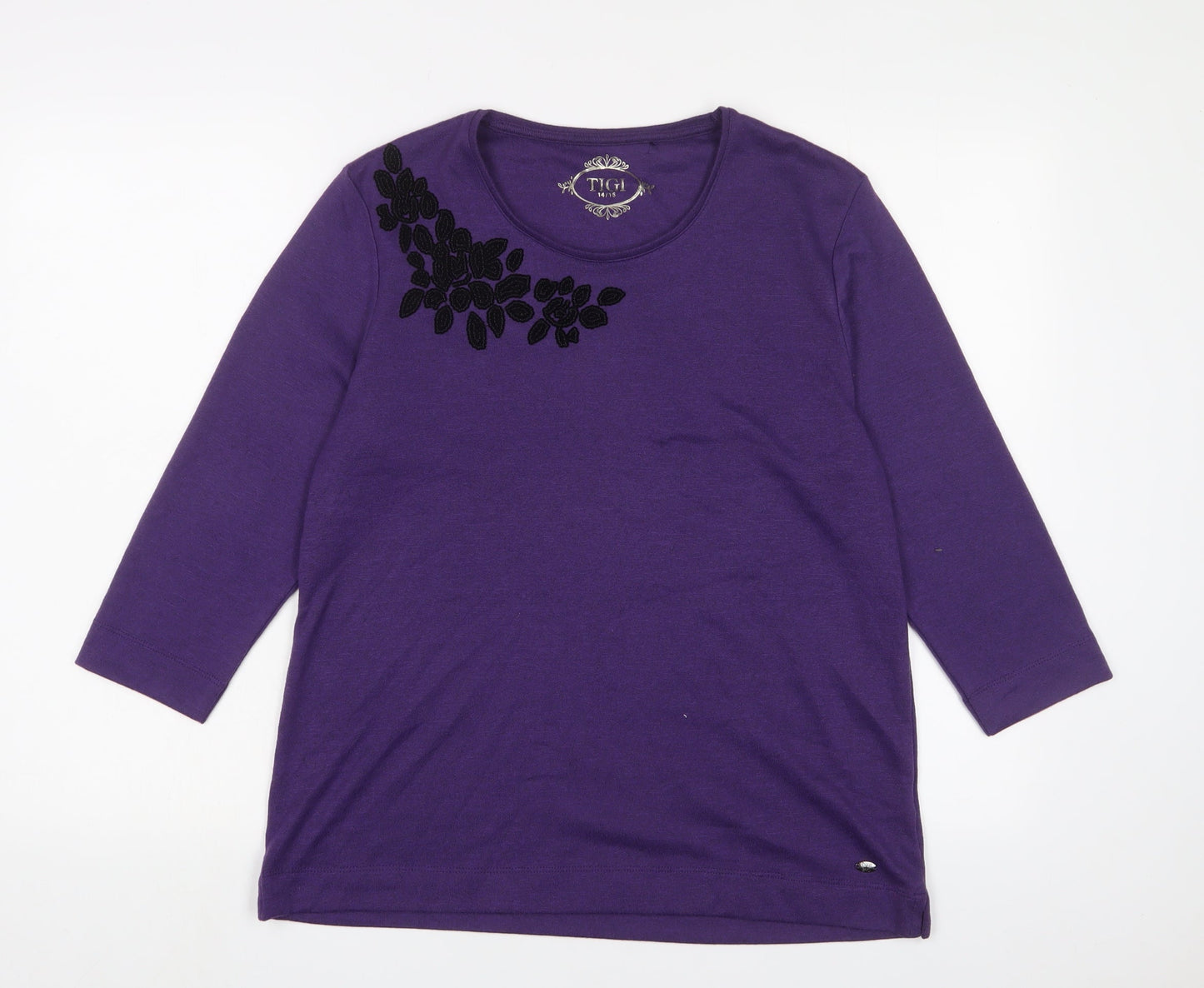 Womens UK Size 14 TIGI Purple Basic T-Shirt