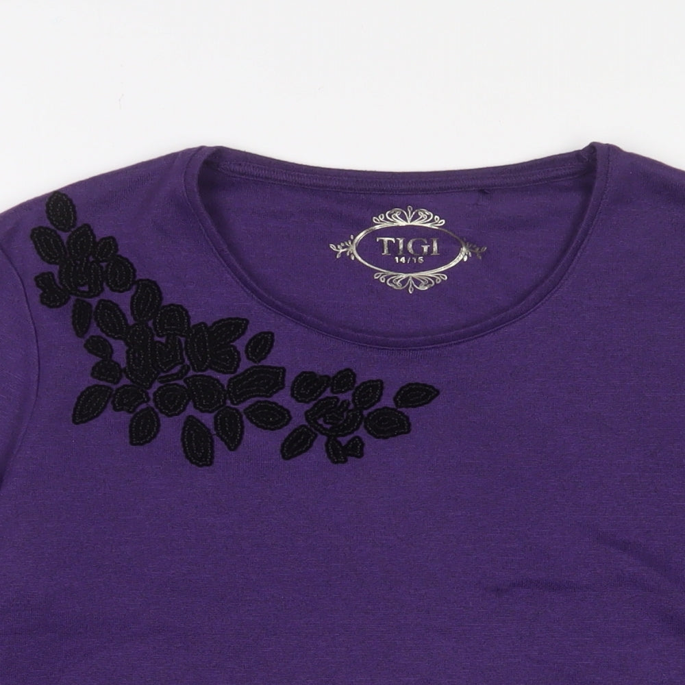 Womens UK Size 14 TIGI Purple Basic T-Shirt
