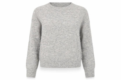 H&M Womens Grey Crew Neck Polyester Pullover Jumper Size XS - Beaded