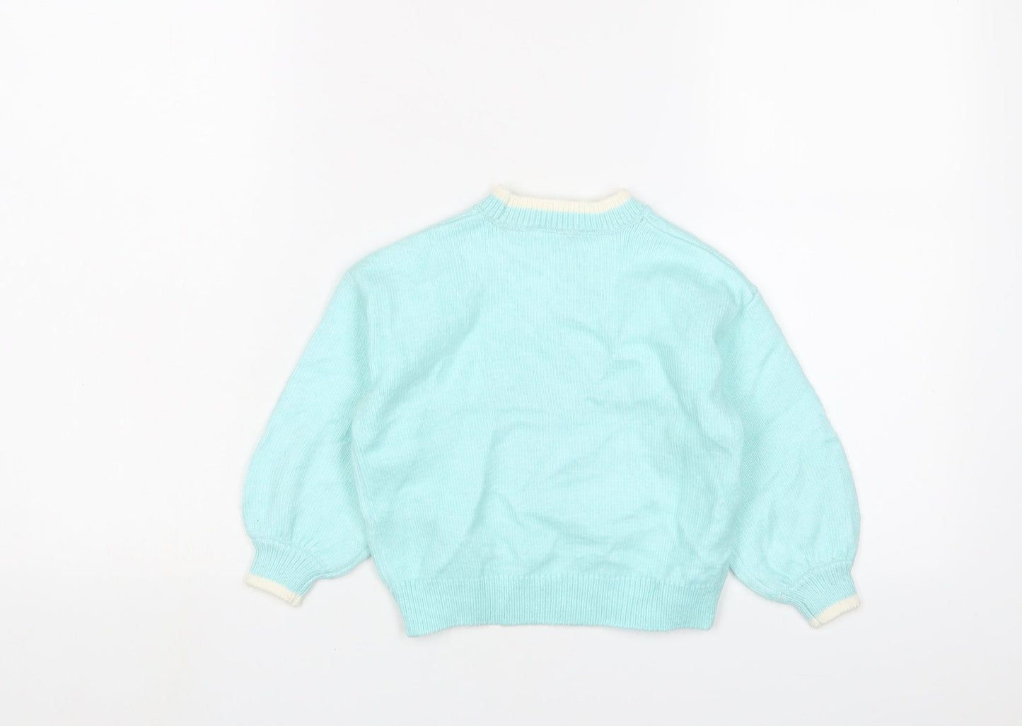 Marks and Spencer Girls Blue Crew Neck Polyester Pullover Jumper Size 2-3 Years Pullover - Christmas