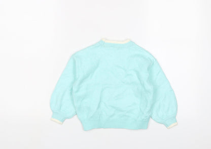 Marks and Spencer Girls Blue Crew Neck Polyester Pullover Jumper Size 2-3 Years Pullover - Christmas