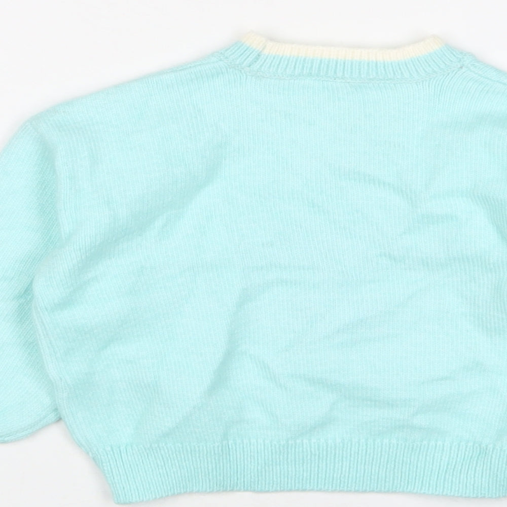 Marks and Spencer Girls Blue Crew Neck Polyester Pullover Jumper Size 2-3 Years Pullover - Christmas