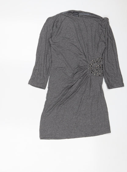 Womens UK Size S Zara Grey Basic T-Shirt