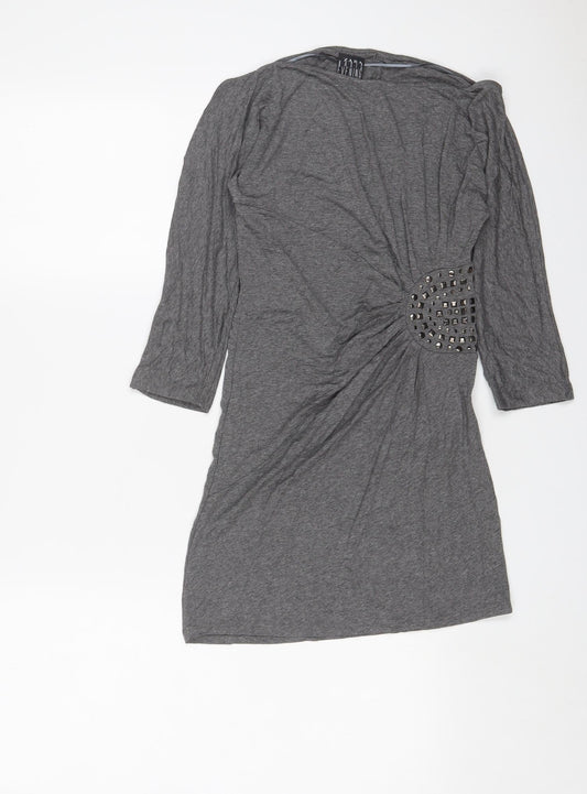 Womens UK Size S Zara Grey Basic T-Shirt