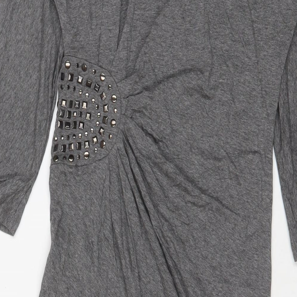 Womens UK Size S Zara Grey Basic T-Shirt