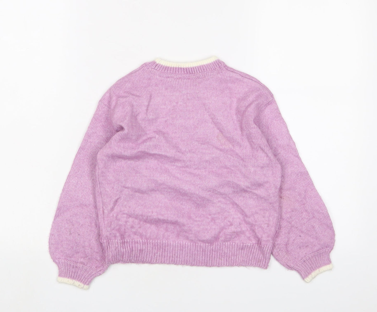 Marks and Spencer Girls Purple Crew Neck Polyester Pullover Jumper Size 5-6 Years Pullover - Christmas