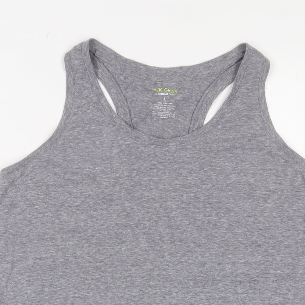 Tek Gear Womens Grey Cotton Basic Tank Size L Scoop Neck Pullover