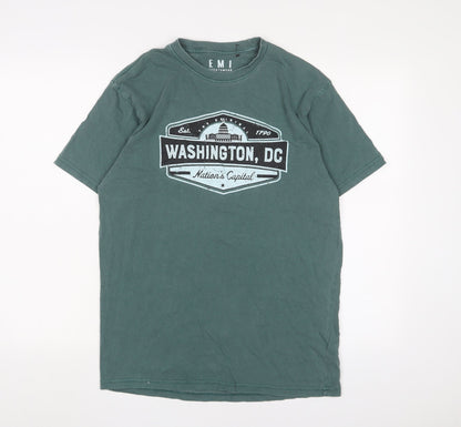 EMI Mens Green Cotton T-Shirt Size M Crew Neck - Washington DC