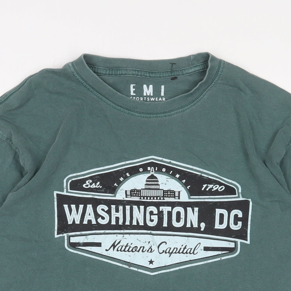 EMI Mens Green Cotton T-Shirt Size M Crew Neck - Washington DC