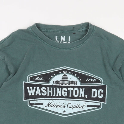 EMI Mens Green Cotton T-Shirt Size M Crew Neck - Washington DC