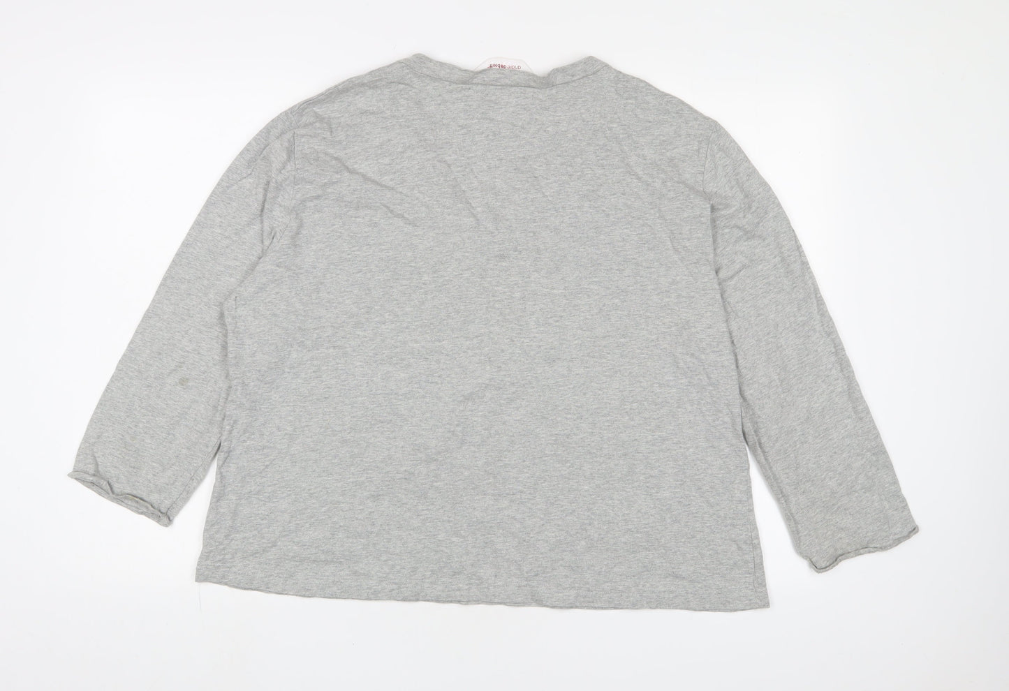 Andre de Brett Womens Grey Floral Cotton Basic T-Shirt Size 22 V-Neck