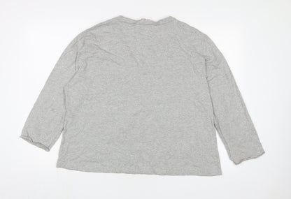 Andre de Brett Womens Grey Floral Cotton Basic T-Shirt Size 22 V-Neck