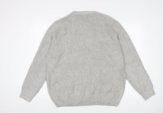 Marks and Spencer Mens Grey Crew Neck Polyamide Pullover Jumper Size 2XL Long Sleeve