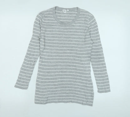 Gap Womens Grey Scoop Neck Cotton Pullover Jumper Size S - Logo