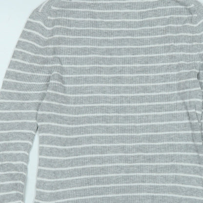 Gap Womens Grey Scoop Neck Cotton Pullover Jumper Size S - Logo