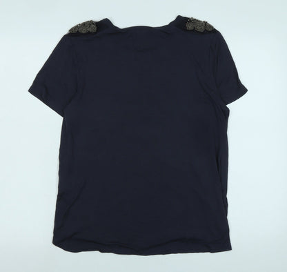 Womens UK Size L Oasis Blue Basic T-Shirt