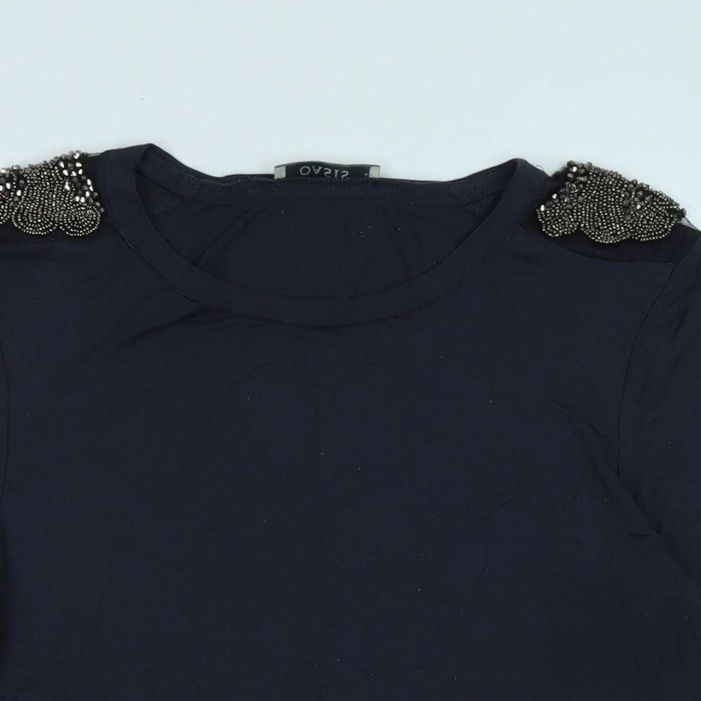 Womens UK Size L Oasis Blue Basic T-Shirt