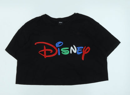 Womens UK Size S Disney Black Basic T-Shirt