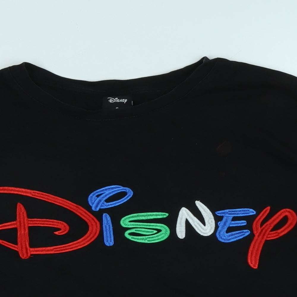 Womens UK Size S Disney Black Basic T-Shirt