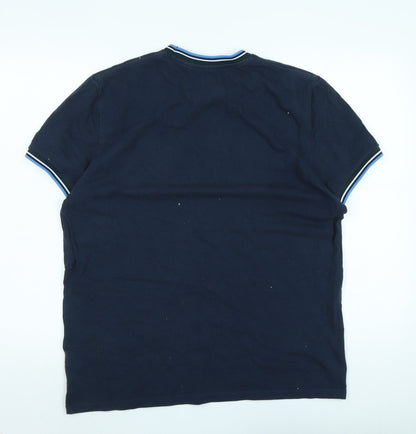 Jack Wills Mens Blue Cotton T-Shirt Size L Crew Neck - Logo