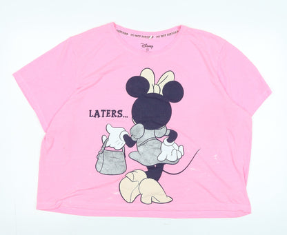 Womens UK Size XL Disney Pink Basic T-Shirt