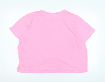 Womens UK Size XL Disney Pink Basic T-Shirt