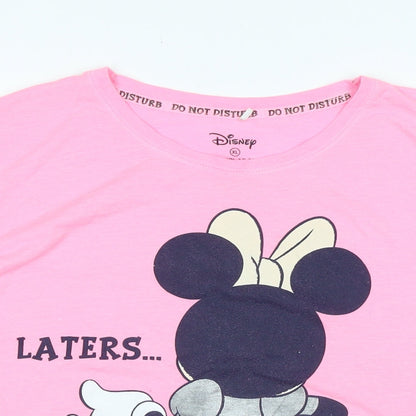 Womens UK Size XL Disney Pink Basic T-Shirt