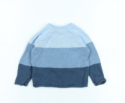 NEXT Boys Blue Cotton Pullover Jumper Size 6-9 Months - Fluffy Teddy Bear