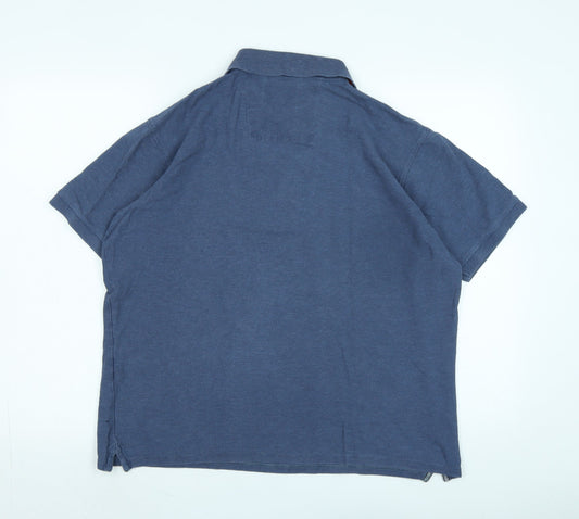 Blue Harbour Mens Blue Cotton Polo Size M Collared - Logo